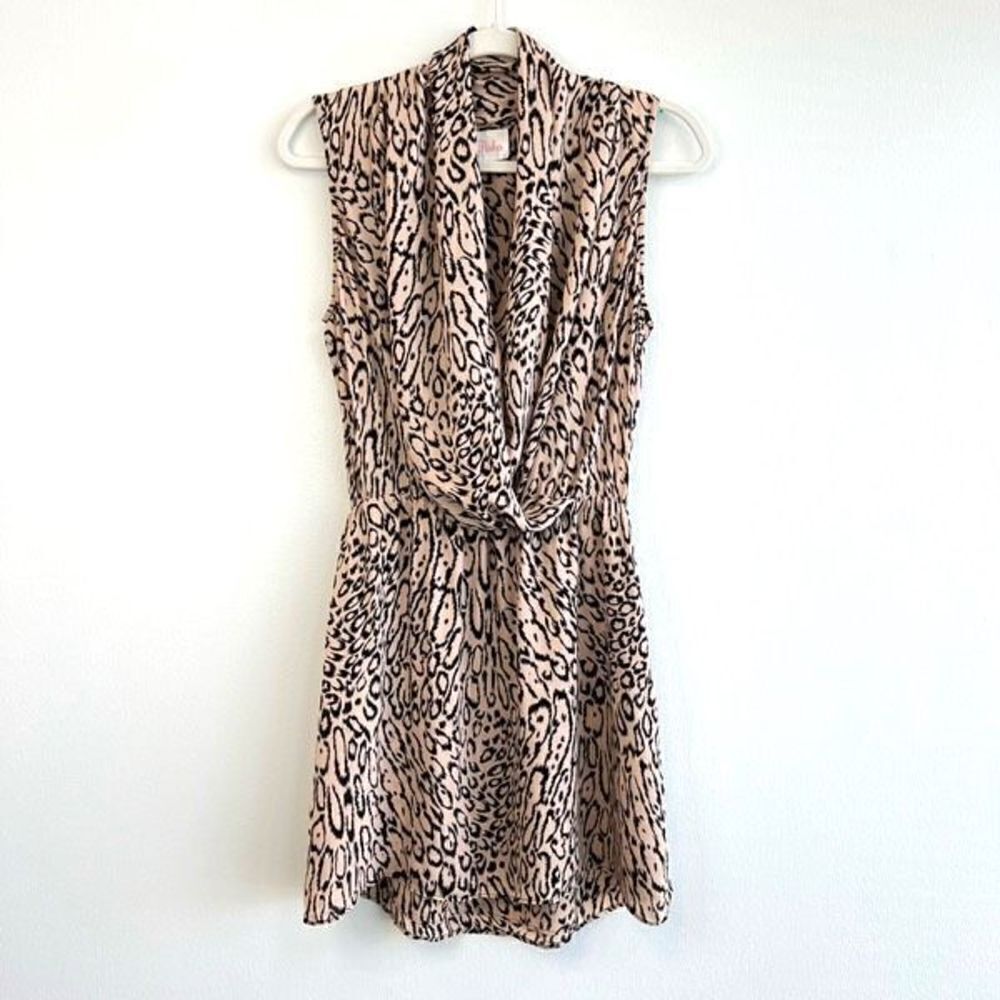 Parker Women’s XS Wrap Surplice Leopard Print Midi Dress Sleeveless 100% Silk